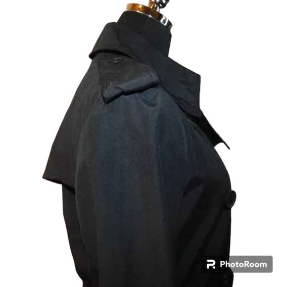 Norma Kamali Double Breasted Belted Black Trench Coat Size Medium Career - Picture 4 of 15